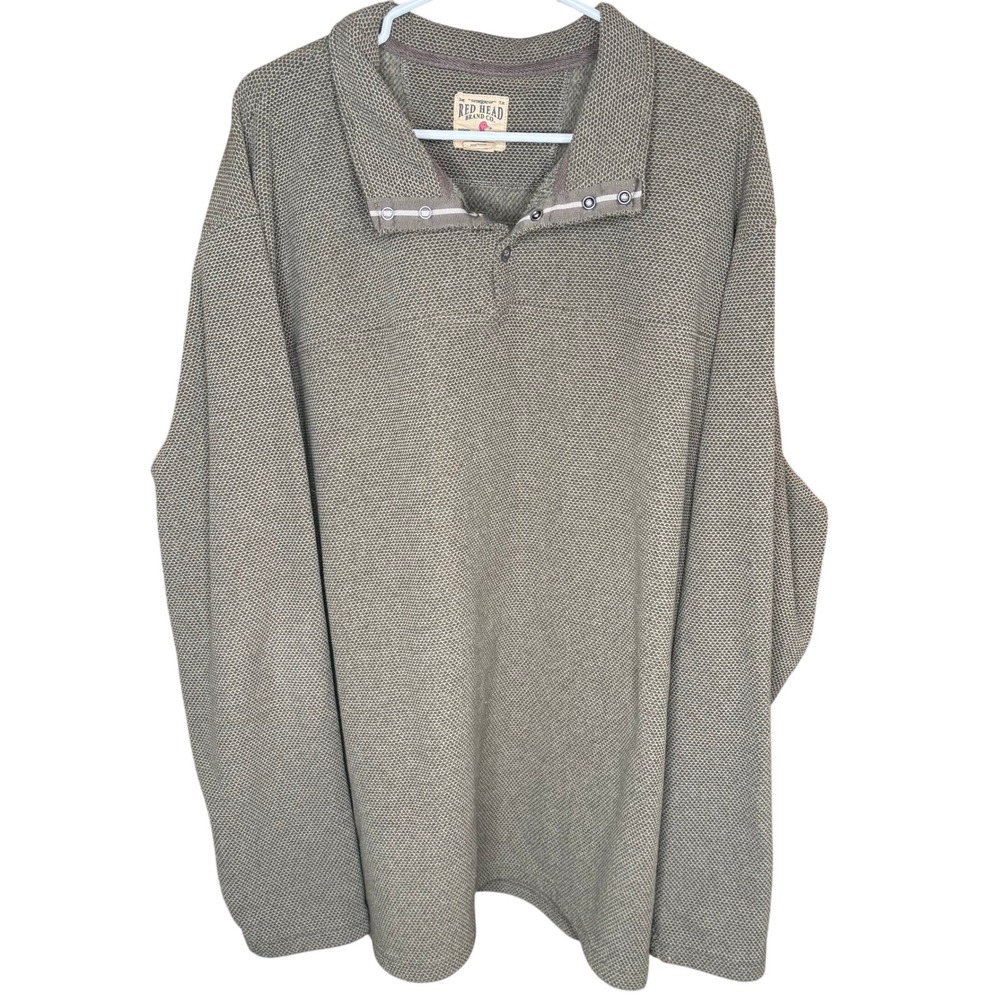 Red‎ Head Pullover Mens 3XL Green Excellent Quarter Snap Fleece Textured Sweater